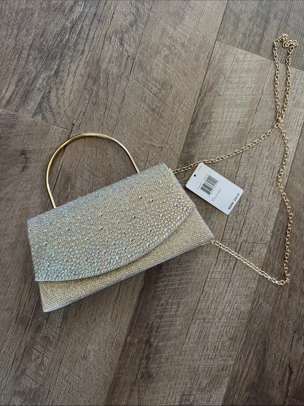 Gunne Sax Gold Crystal-Embellished Evening Clutch